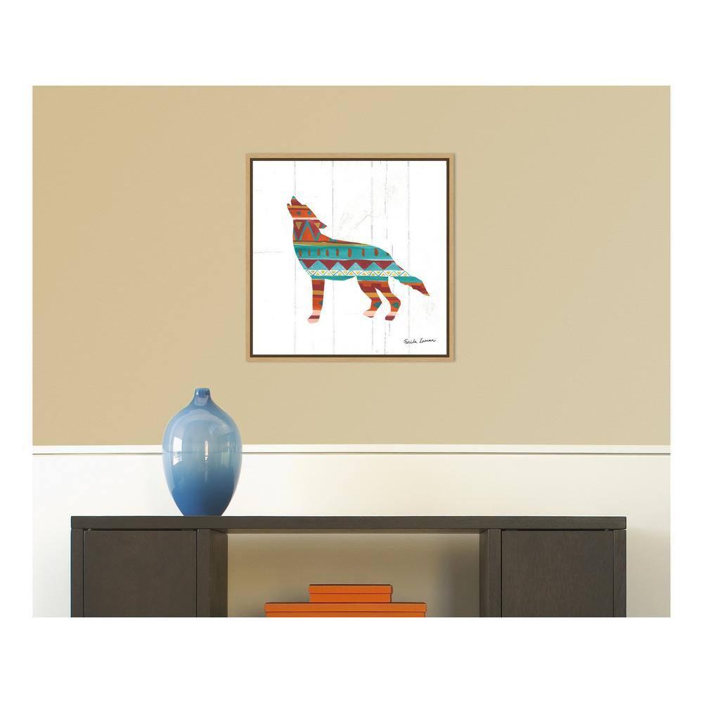 Amanti Art Southwestern Vibes VI Wolf by Farida Zaman Canvas Wall Art Print Framed 22-in. x 22-in. in Maple