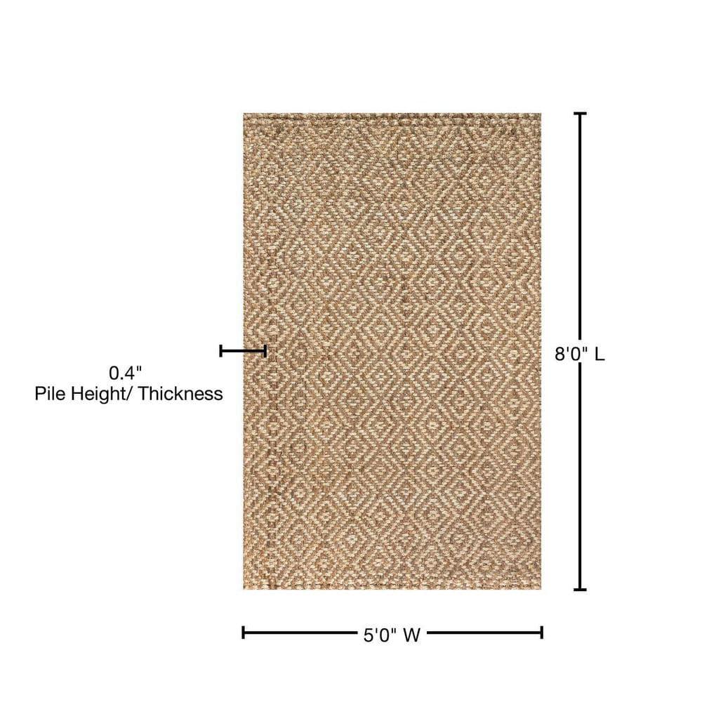 5'x8' Hira Hand Woven Diamond Chunky Jute Area Rug, Natural  - JONATHAN Y