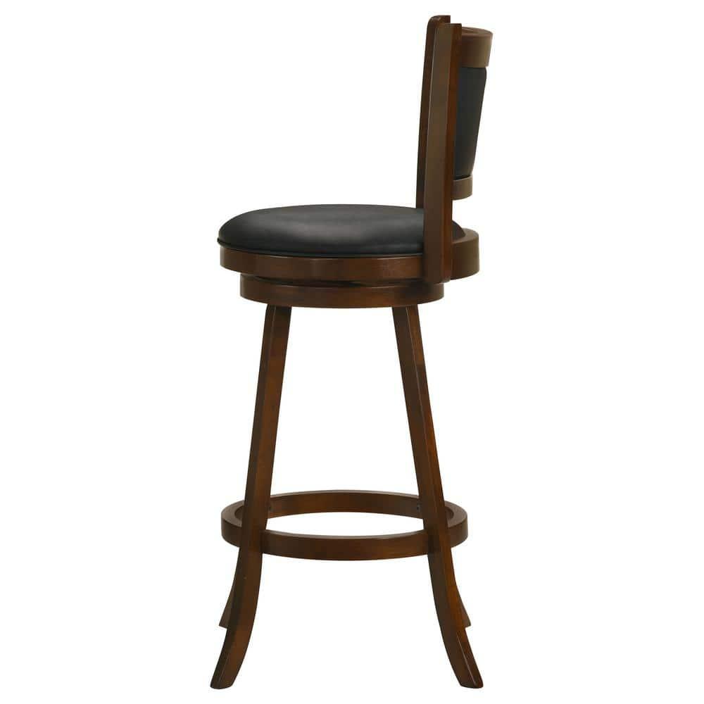 Coaster Upholstered Faux Leather Swivel Bar Stools in Black