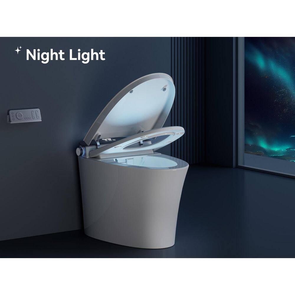 Smart Toilet with Bidet Built-in Filtered Water Cleaning, Instant Warm Water & Heated Seat, Smart Bidet Toilet with Auto/Blackout Flush, Dryer, Deodorization, Night Light & Digital Display