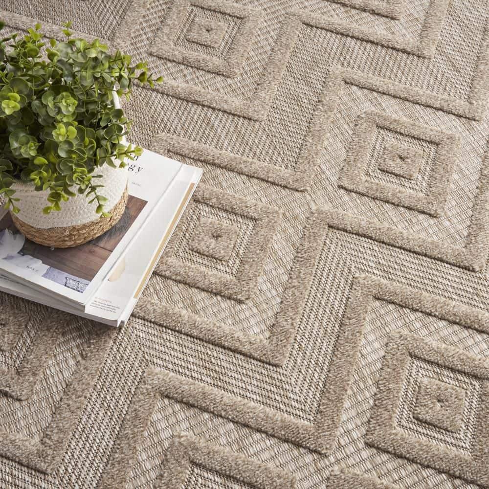 Nourison Versatile 9' x 12' Natural Beige Modern Indoor/Outdoor Rug