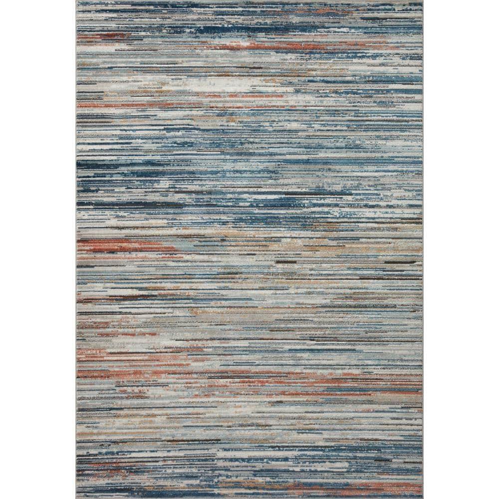 Loloi II Bianca Collection BIA-08 Pebble / Multi, Abstract Area Rug 5'-3" x 7'-6"
