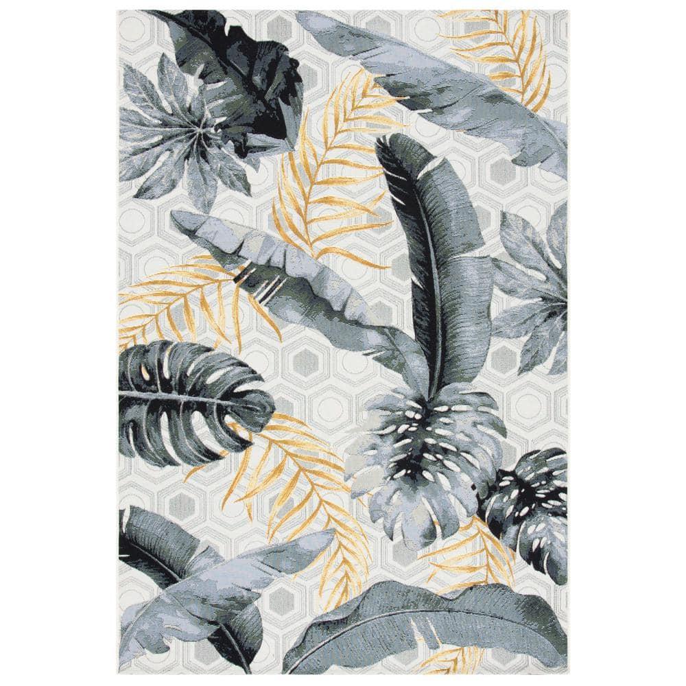 Barbados BAR524 Power Loomed Indoor/Outdoor Area Rug - Grey/Gold - 9'10"x12'5" - Safavieh.