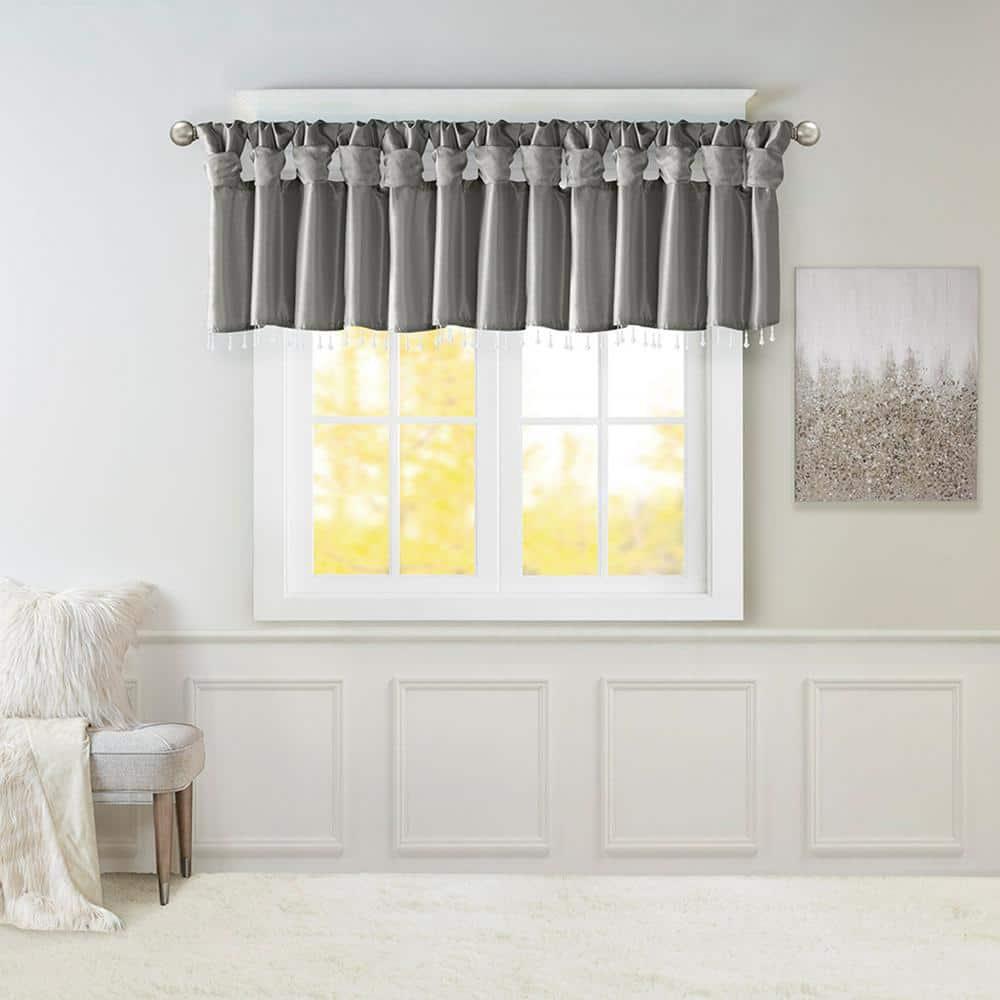 Madison Park Emilia Lightweight Faux Silk Single Valance with Beads