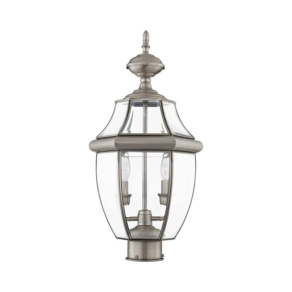 Lighting Lumens Outdoor Post Lantern Pendant with Clear Glass Shade - 2 Light Fixture