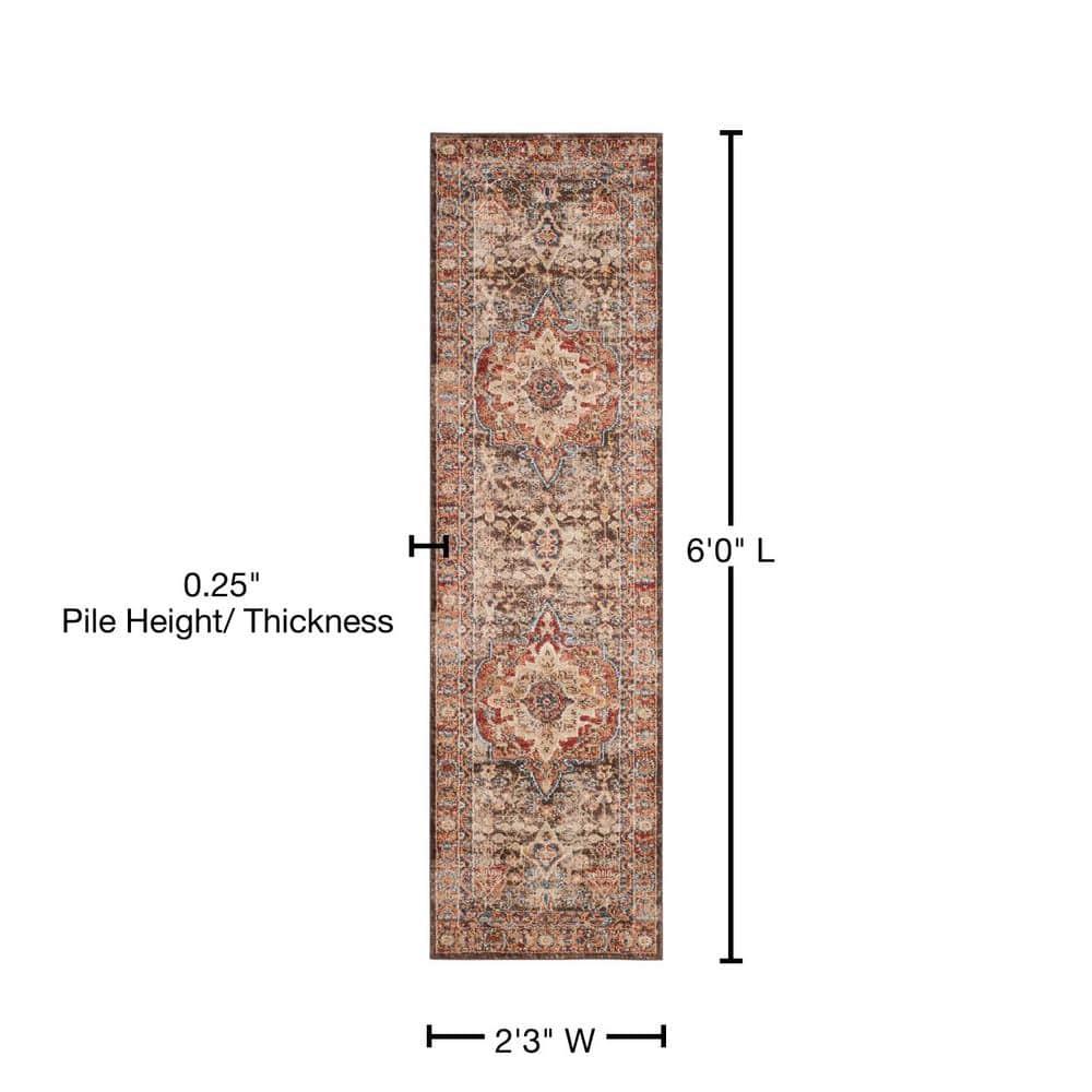 Bijar BIJ652 Power Loomed Indoor Runner Rug - Brown/Rust - 2'3"x6' - Safavieh