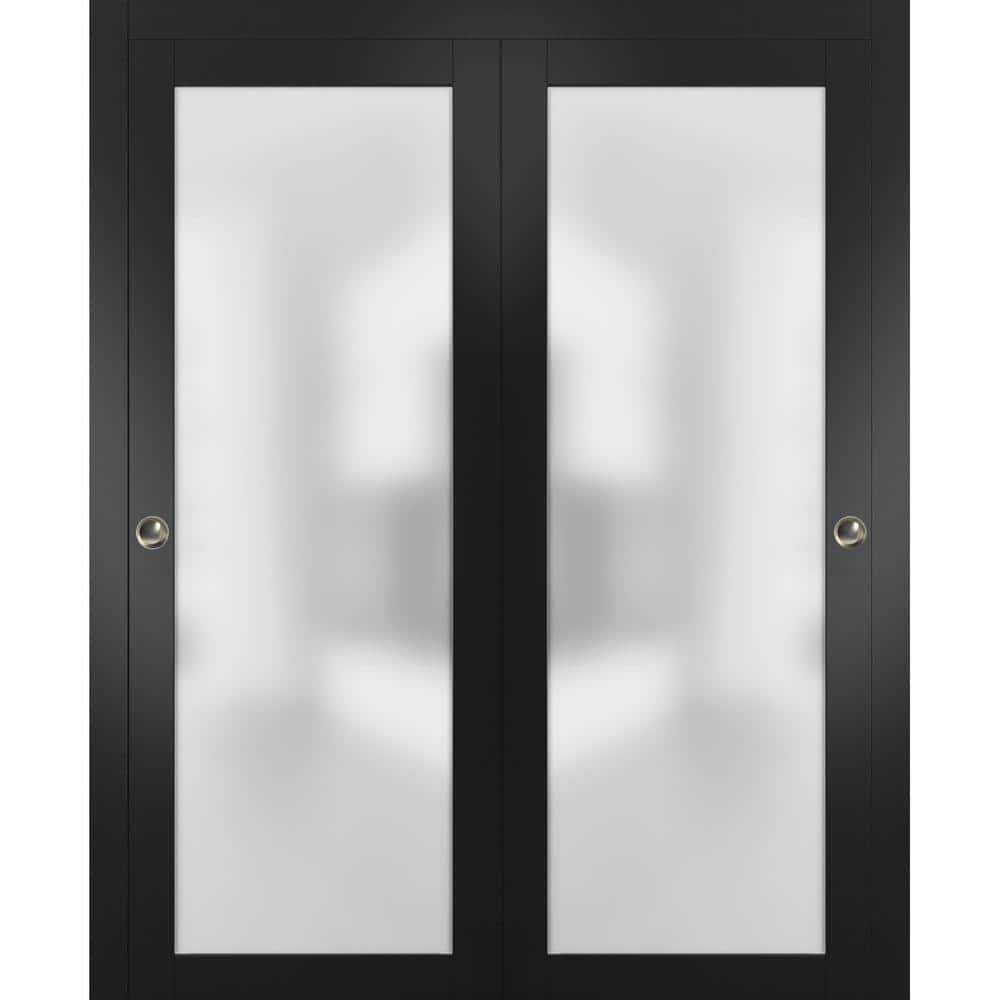 Sliding Closet Frosted Glass Bypass Doors 64 x 84 inches with Hardware