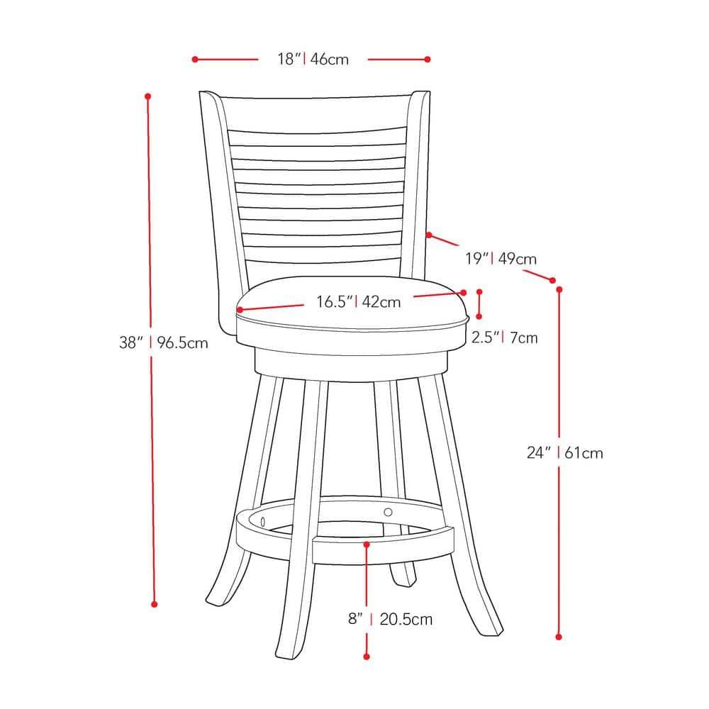 Set of 2 Woodgrove Counter Height Barstools with Slat Backrest Dark Cappuccino White - CorLiving: Faux Leather, Swivels, Rubberwood Legs