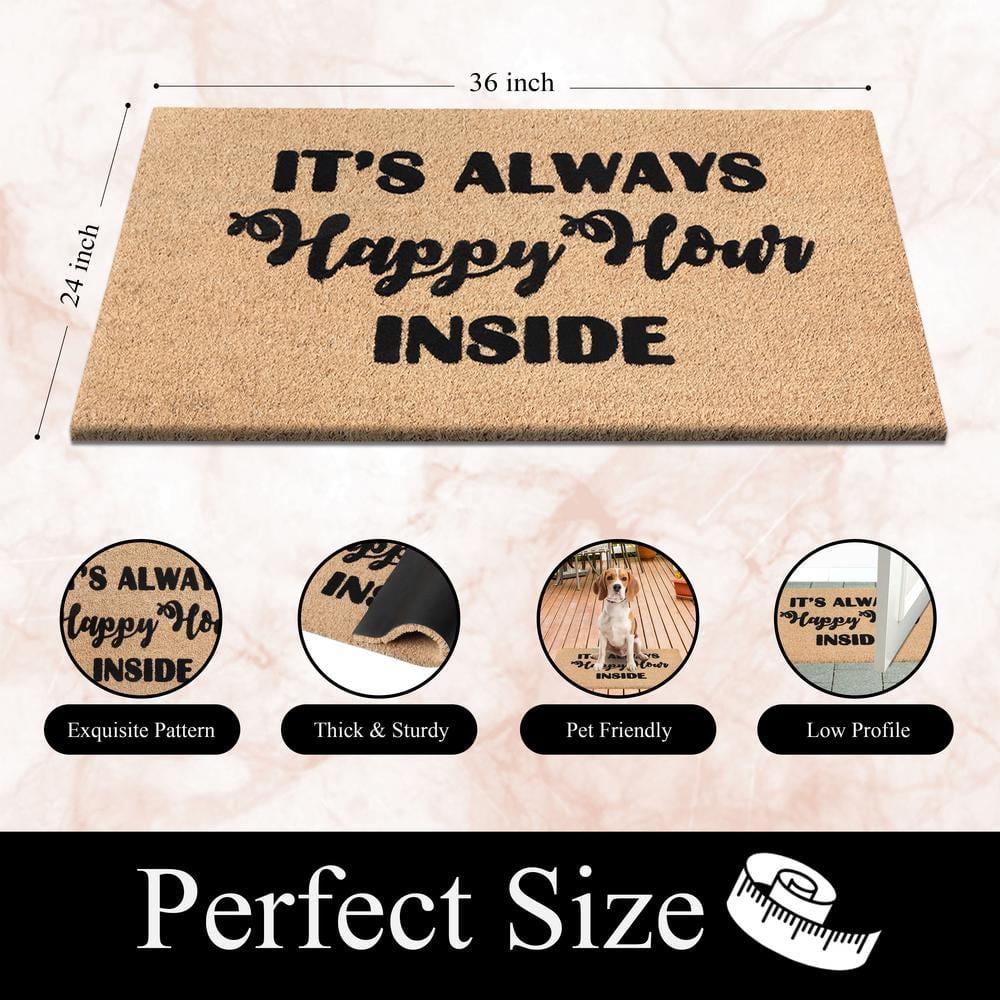 A1HC Natural Coir Flocked Doormat with Heavy Duty Non-Slip PVC Backing Easy to Clean, Fade Resistant, Pet Friendly Outdoor Welcome Mat, Low-Profile Durable Doormat 24"X36"