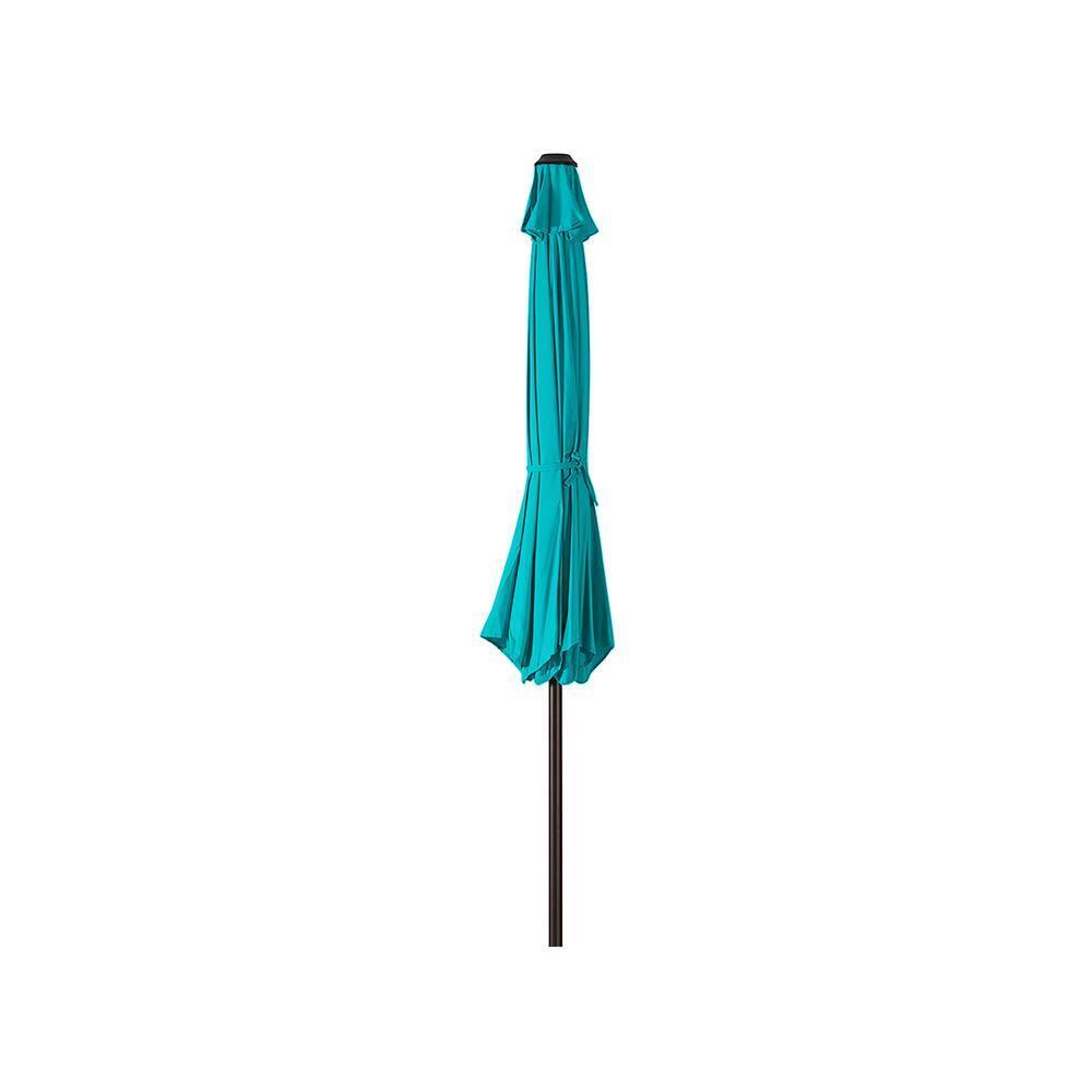 Westin Outdoor 9 Ft Umbrella with Round Resin Plastic Base Weight Included for Patio Garden UV Water Weather Resistant, Turquoise
