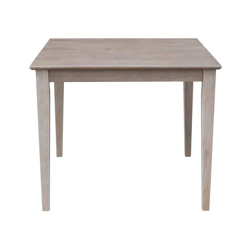 Solid Wood 30" X 30" Counter Height Table Washed Gray Taupe - International Concepts: Parawood, Square, Pedestal Base