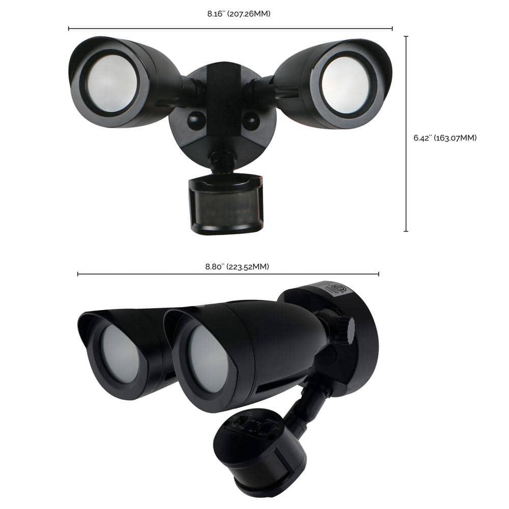 Nuvo 2 - Head LED Hardwired Dusk to Dawn Outdoor Security Flood Light with Motion Sensor