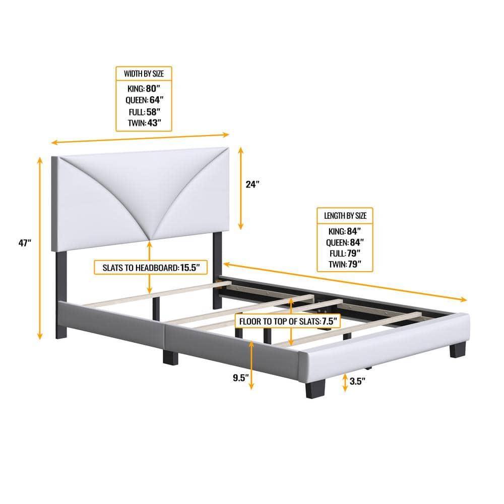 Boyd Sleep Boyd Sleep Cornerstone Upholstered Faux Leather Platform Bed, Adjustable Height Headboard, Box Spring Required