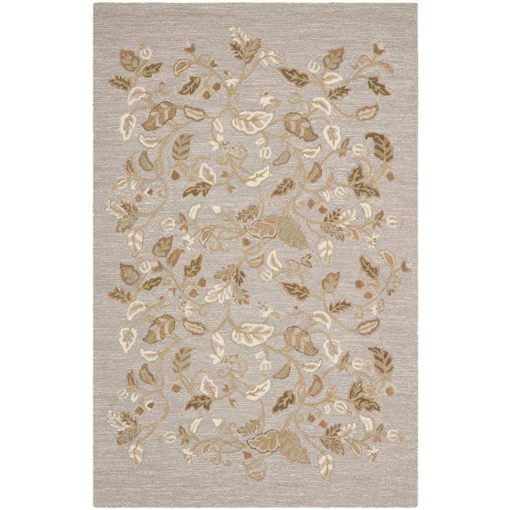 SAFAVIEH Martha Stewart Autumn Woods Floral Area Rug, Grey Squirrel, 5' x 8'