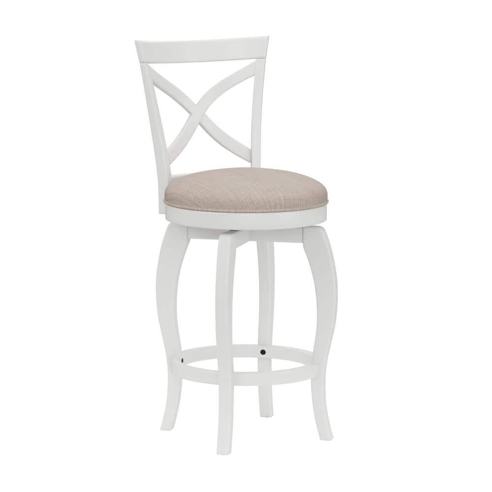 Hillsdale Furniture 25" Ellendale Wood Counter Height Barstool White: Nautical Style, Matte Finish, Polyester Upholstery