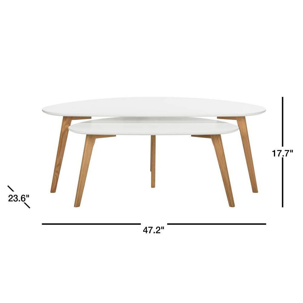 Olida Double Coffee Table - White/Oak - Safavieh