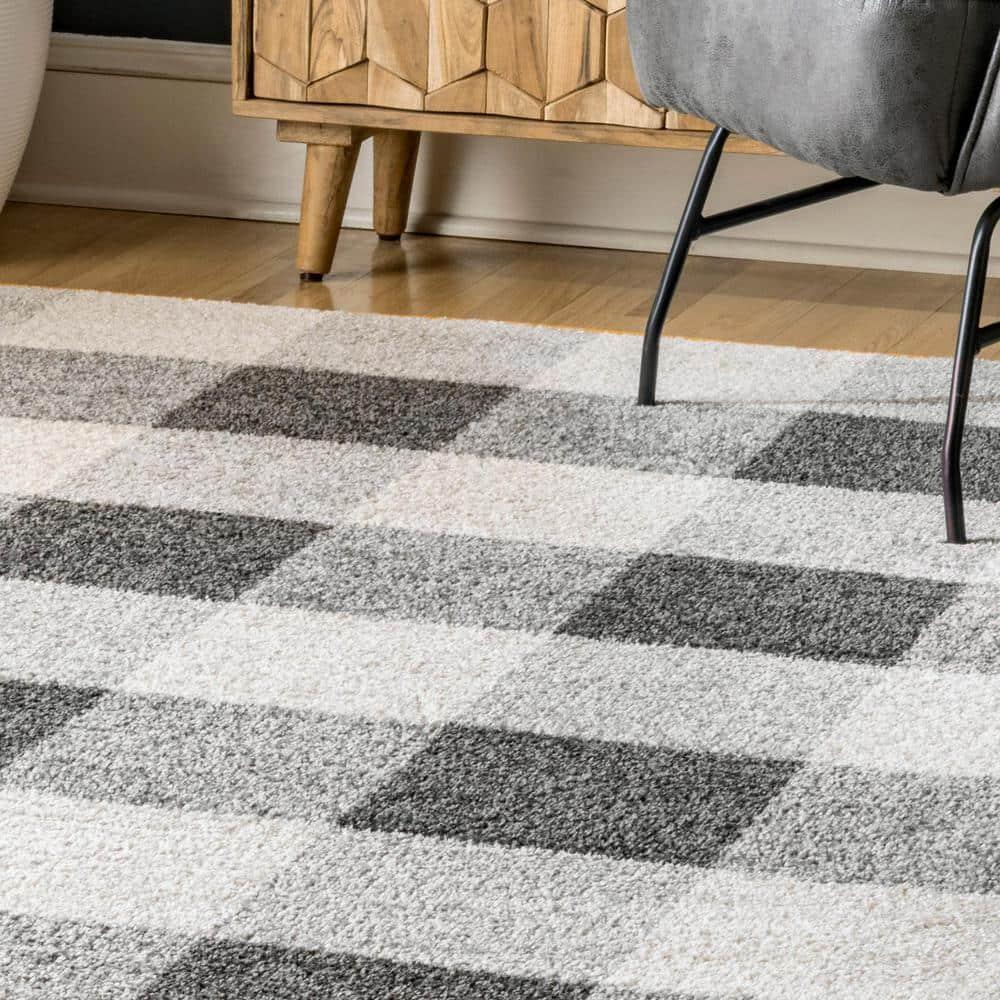 Nuloom Aisha Plaid 3x5 Accent Indoor Area Rug for Living Room Bedroom Dining Room Entryway Kitchen, Grey/Ivory