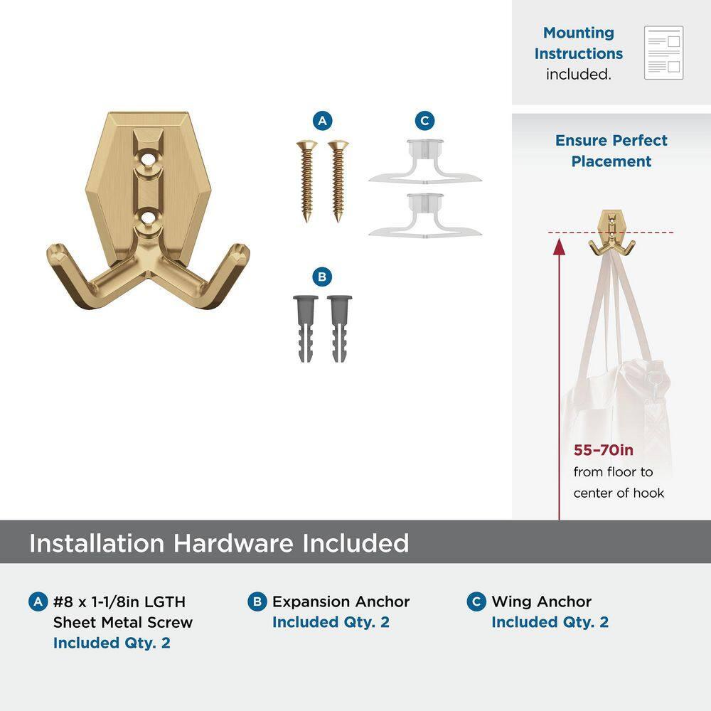 Benton Transitional Double Prong Decorative Wall Hook