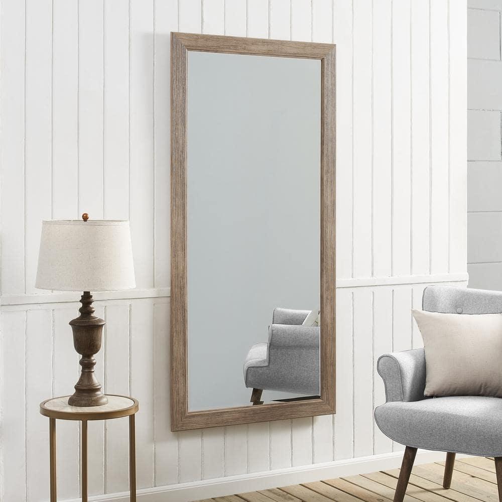 Highland Dunes Lindberg Rectangle Full Length Mirror, Faux Wood Farmhouse Mirror, Floor Mirror