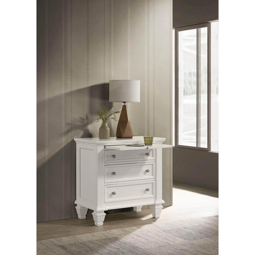Coaster Sandy Beach Coastal 3-Drawer Wood Nightstand in White