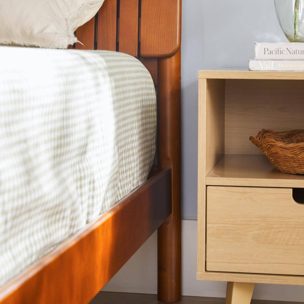 Walker Edison Transitional Solid Wood Platform King Bed - Brown