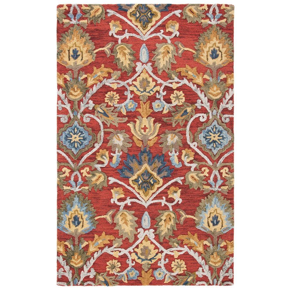 Blossom BLM402 Hand Tufted Area Rug - Red/Multi - 8'x10' - Safavieh.