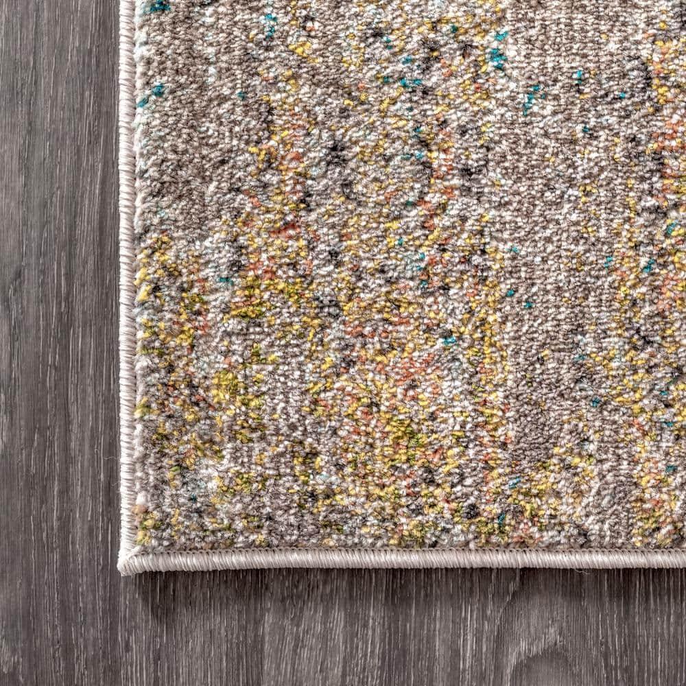 5'x8' Contemporary POP Modern Abstract Vintage Waterfall Area Rug, Blue/Brown/Orange - JONATHAN Y