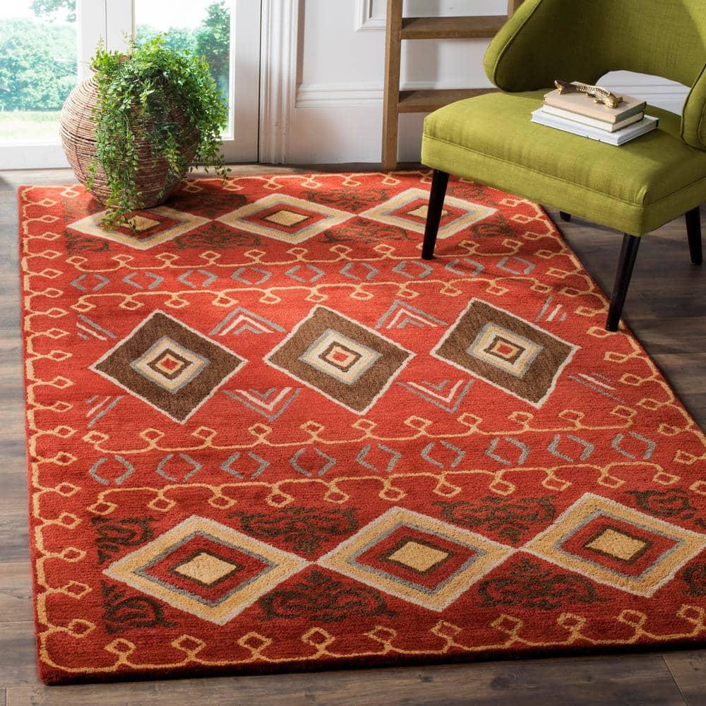 Heritage Red/Multi 6 ft. x 9 ft. Border Lodge Area Rug