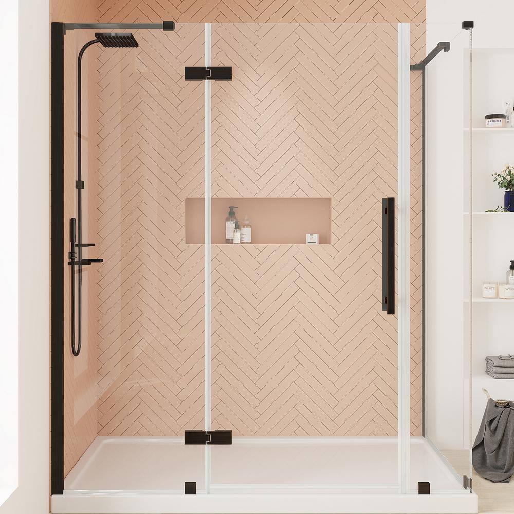 Endless Tampa 60" W x 72" H Corner Frameless Shower Kit, Door, 2 Panel, Base