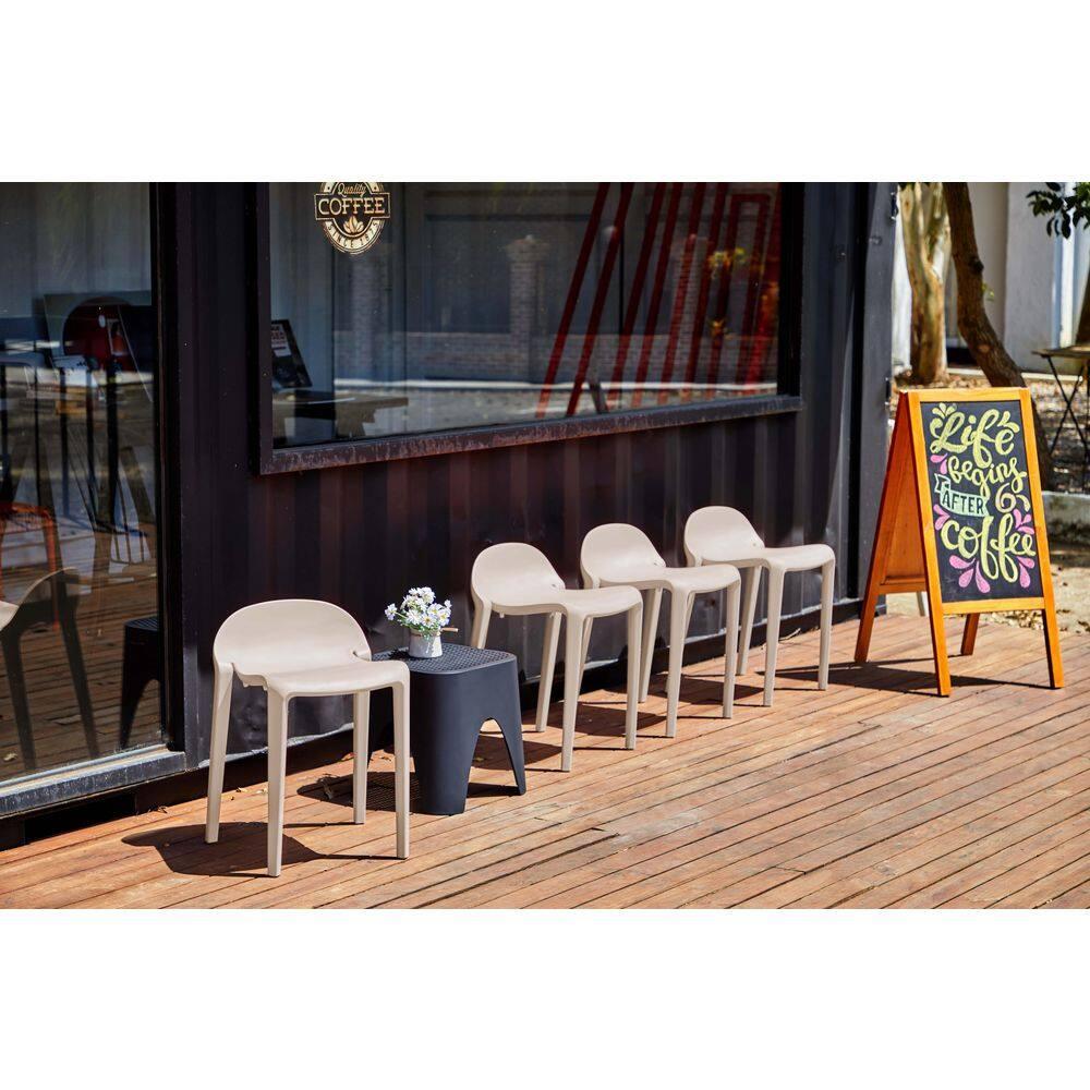 2pc Joyous Short Stools - Gray - Lagoon: Resin, Contoured Seat, No Assembly, Patio Use