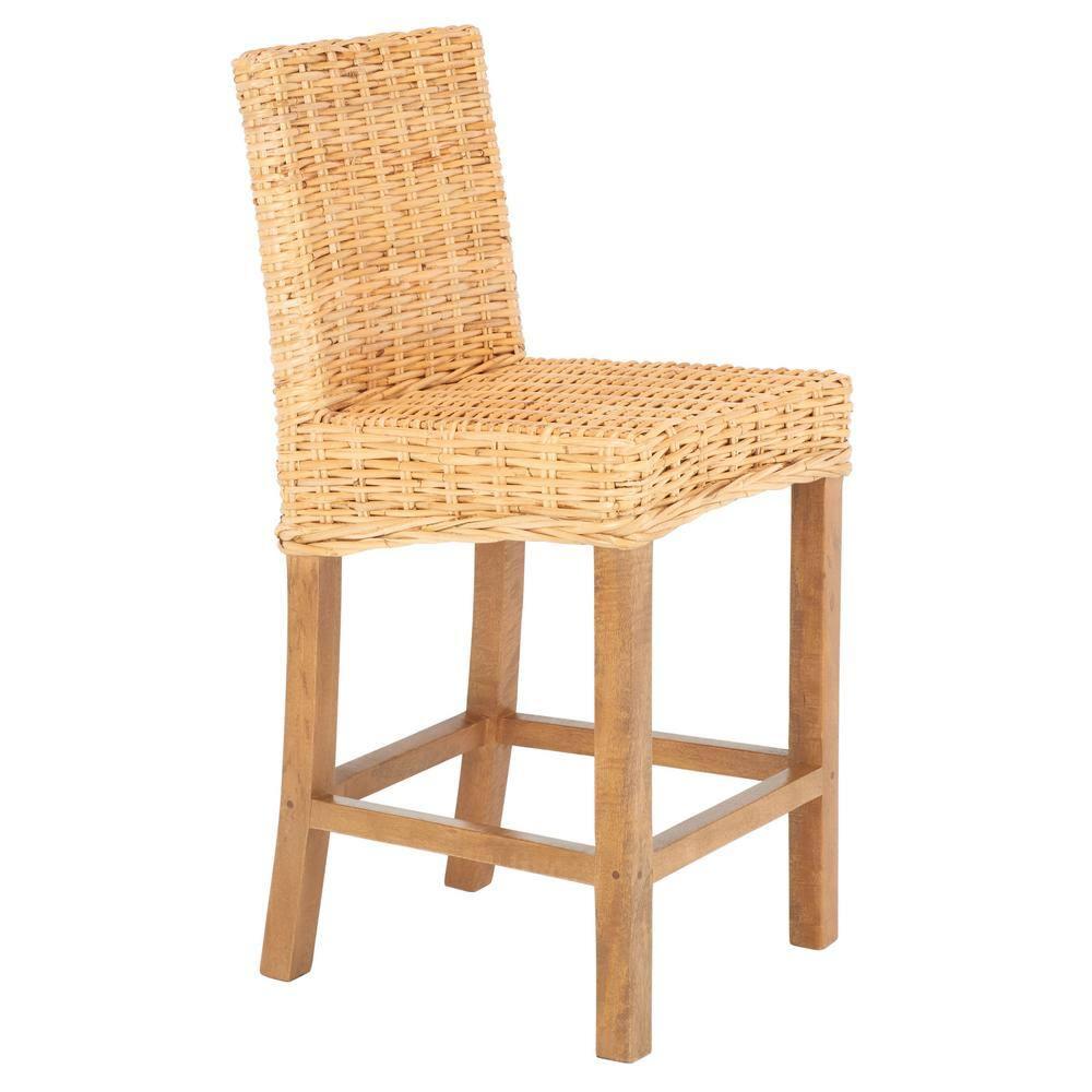 Tobie Rattan Counter Stool - BST6501 - Natural/Golden Brown - Safavieh