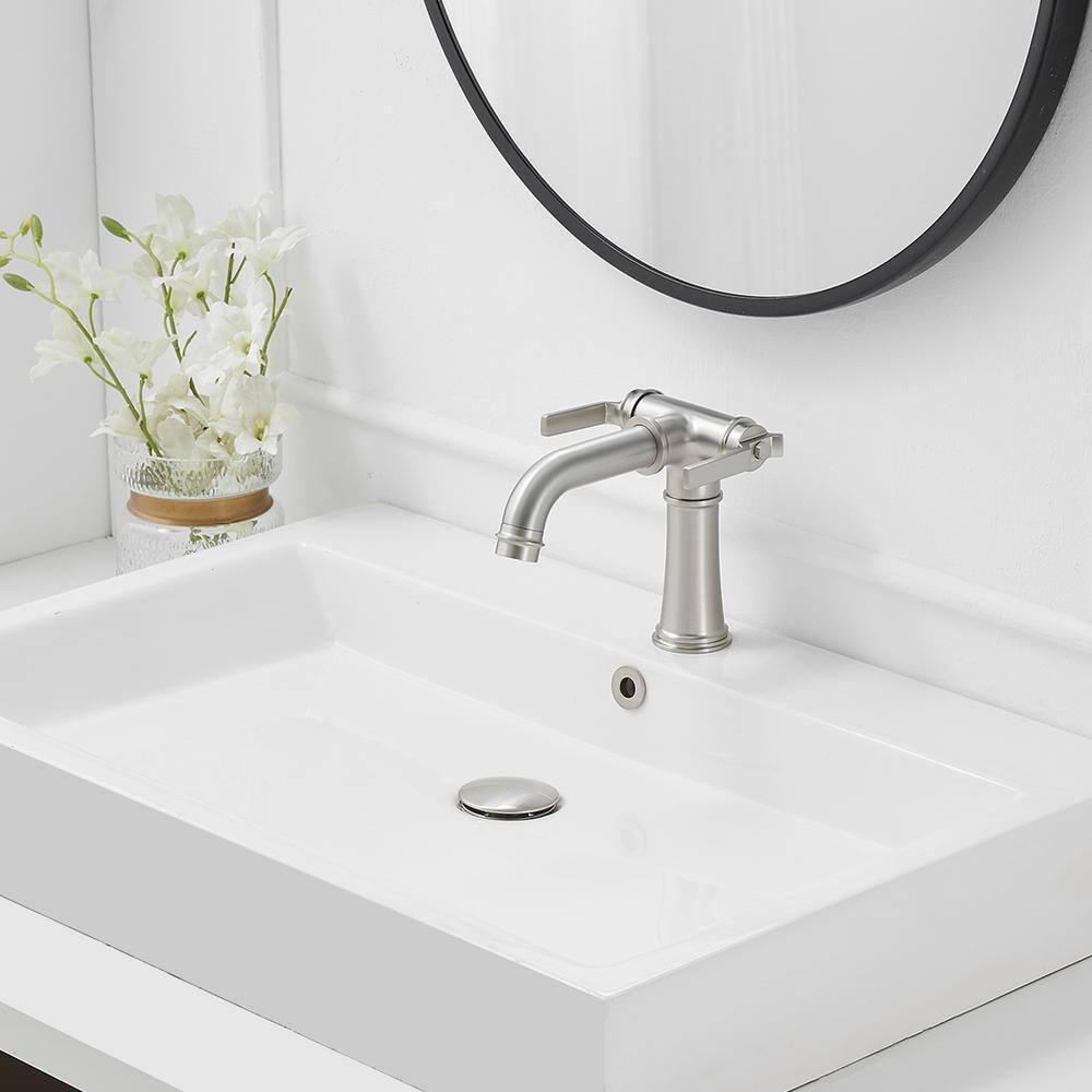 BWE Double Handle Industrial Style Bathroom Faucet Lavatory Mixer Tap Commercial Vanity