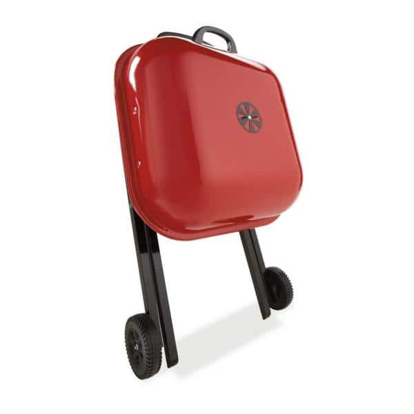 Americana Walk-A-Bout 100% Pre-Assembled Portable Steel Charcoal Grill in Red