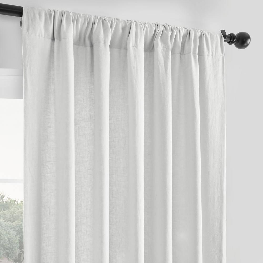 HPD Half Price Drapes French Linen Curtains 108 Inches Long Room Darkening Curtains for Bedroom & Living Room 50 X 108, (1 Panel), Crisp White