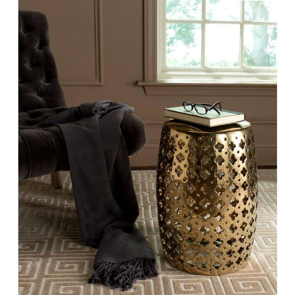 Safavieh Lacey Trellis Indoor/Outdoor Garden Patio Stool, Plated Gold