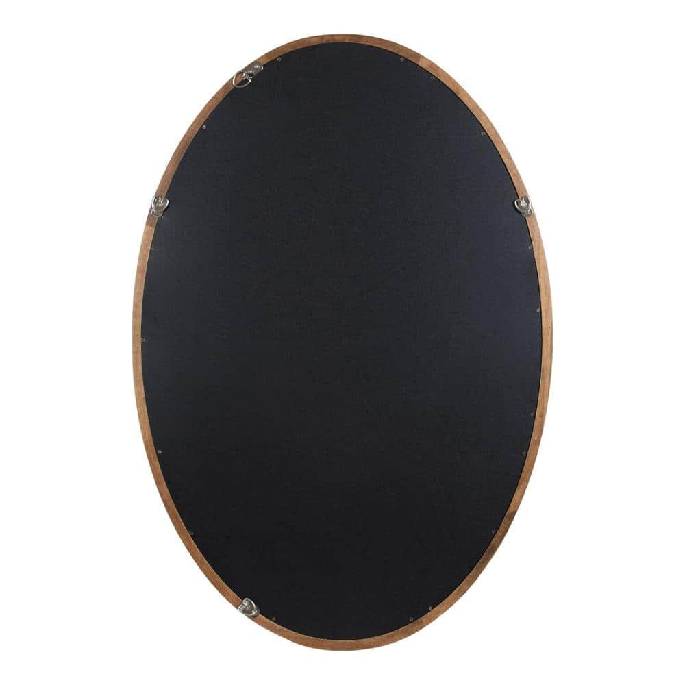 Kate and Laurel Hogan Farmhouse Oval Framed Wall Mirror, 24 x 36, Rustic Brown, Decorative Bulletin Board for Wall