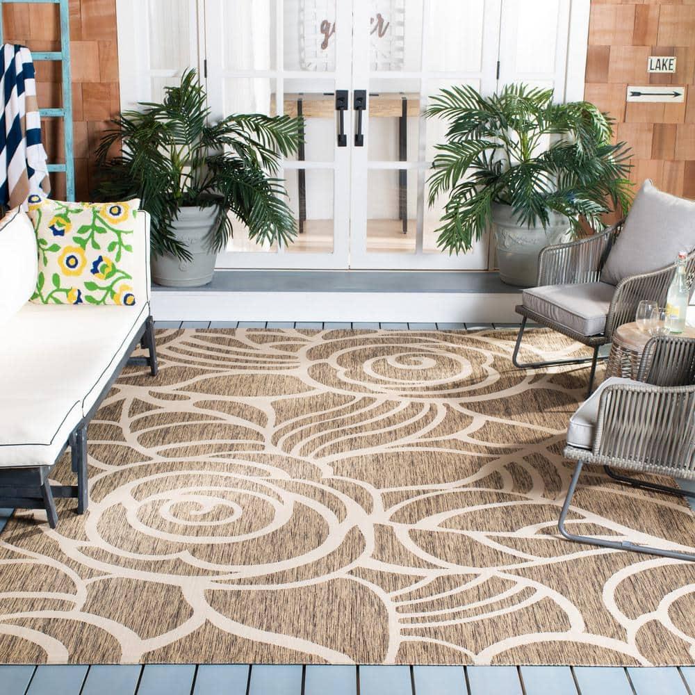 Courtyard CY5141 Power Loomed Indoor/Outdoor Area Rug - Coffee/Sand - 6'7"x6'7" - Safavieh.