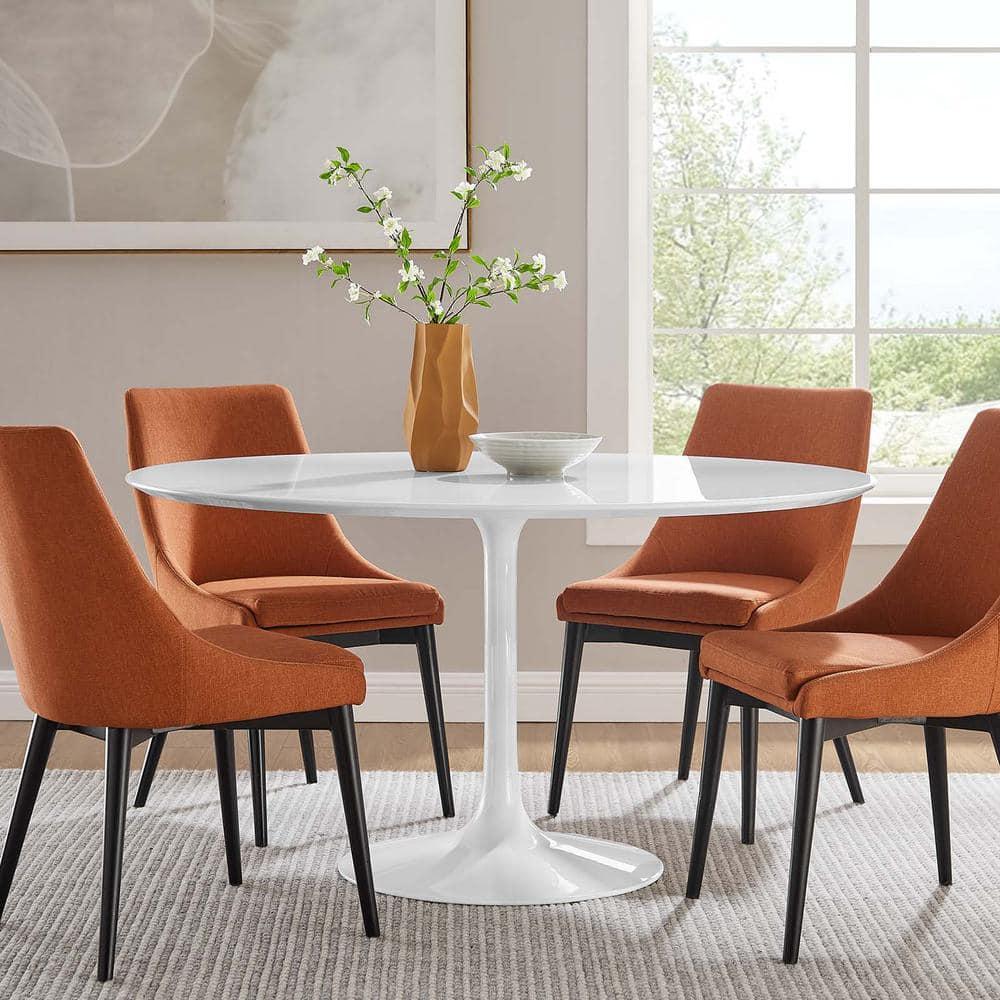 Modway Lippa 54" Round Modern Wood Top Dining Table in White