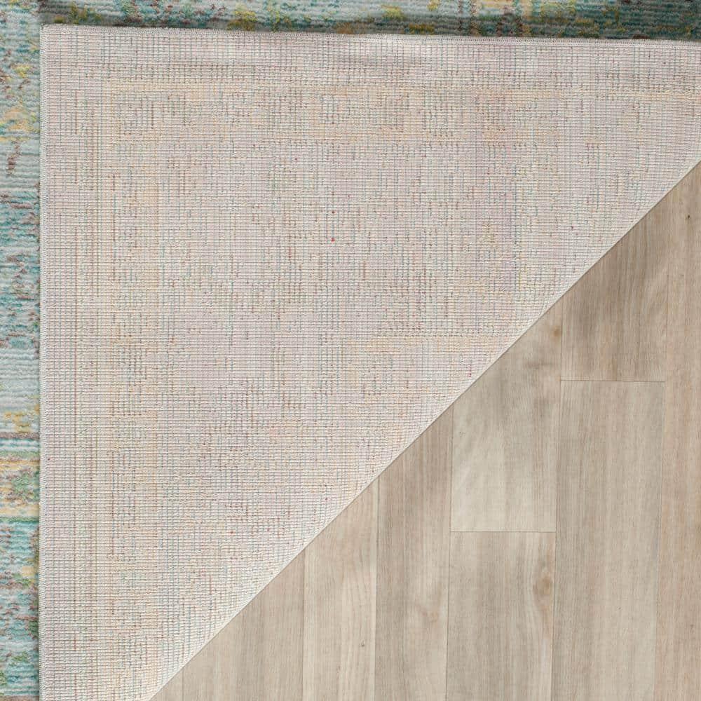 SAFAVIEH Valencia Cionadogh Floral Bordered Polyester Area Rug, Light Blue/Turquoise, 9' x 12'