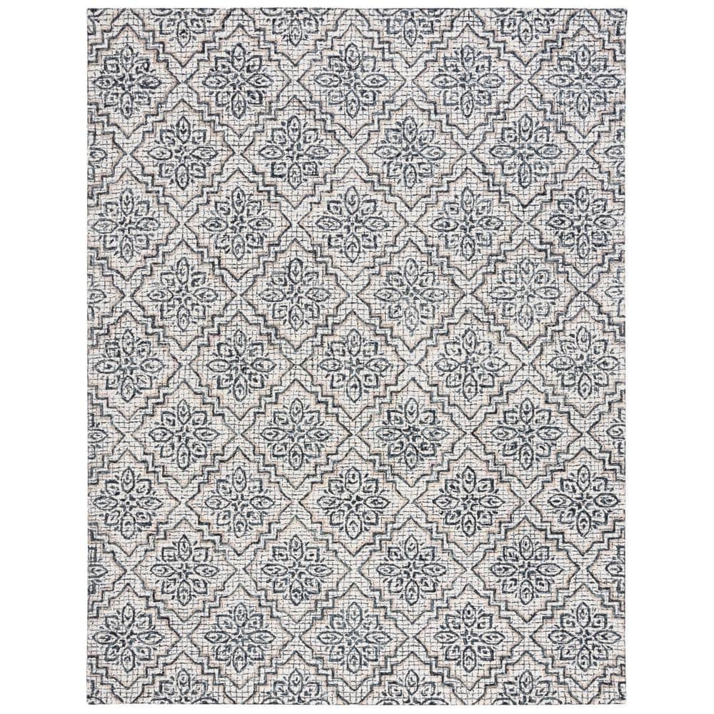 SAFAVIEH Abstract Drew Abstract Wool Area Rug, Ivory/Navy, 8' x 10'