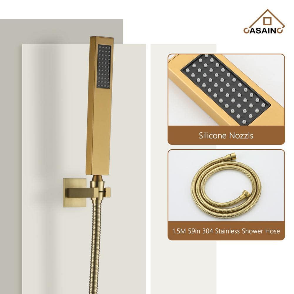 CASAINC LED Thermostatic Dual Shower Heads Ceiling Mount Fixed and Handheld Shower Head