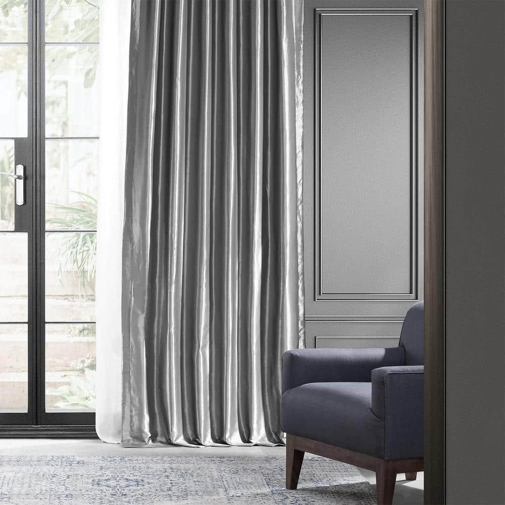 Platinum Blackout Faux Silk Taffeta Curtain (1 Panel), Platinum, 50W X 84L