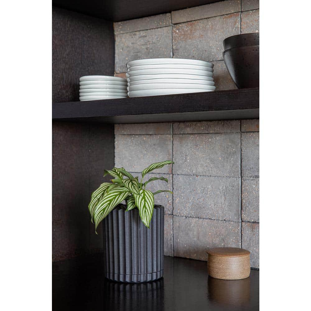 Veradek Mason Series Demi 6" Plastic-Stone Planter - Black