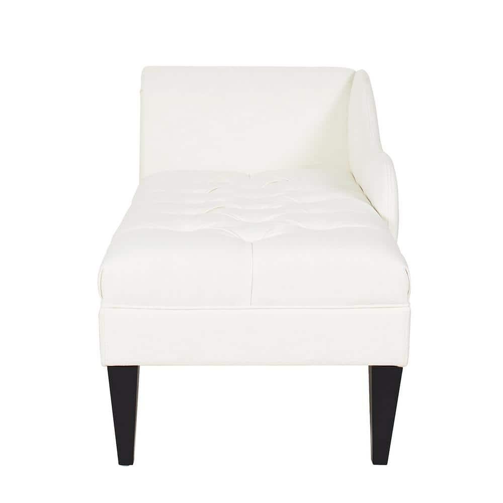 Harrison Tufted Roll Arm Chaise Lounge Antique White