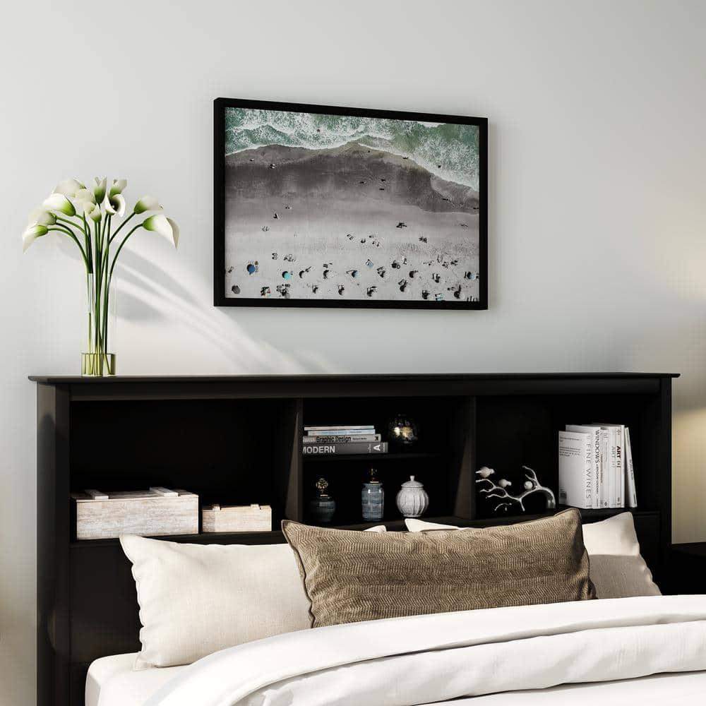 Prepac Freestanding Full/Queen Bookcase Headboard,  Black