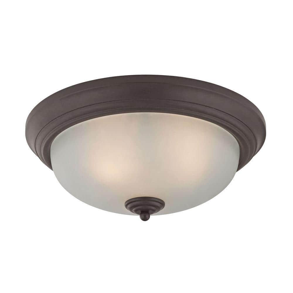 7023FM/10-Thomas Lighting-Huntington - Three Light Flush Mount-Oil Rubbed Bronze Finish