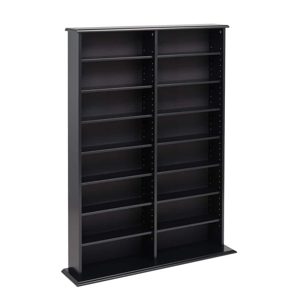 Double Width Wall Storage Black - Prepac: Library-Style Media Organizer, Holds 640 CDs & 270 DVDs