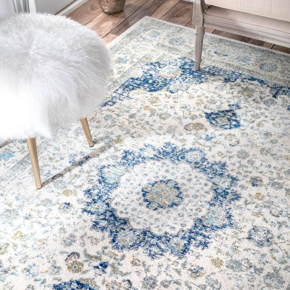12'x15' Verona Vintage Persian Style Area Rug Blue - nuLOOM: Geometric Pattern, Low Pile, Indoor Rectangle Rug