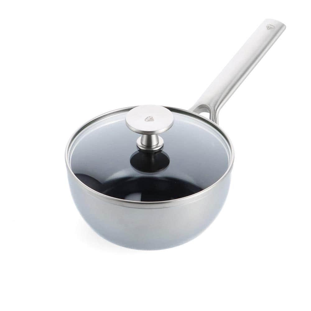 Blue Diamond Blue Diamond Cookware Tri-Ply Stainless Steel Ceramic Nonstick, 2.5QT Chef Saute Pan With Lid, PFAS-Free, Multi Clad, Induction, Dishwasher Safe, Oven Safe, Silver