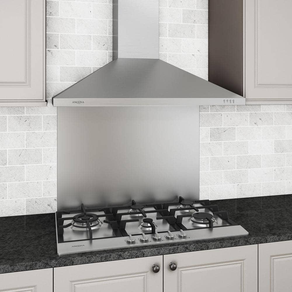 Ancona 34" Stainless Steel Recessed Gas Cooktop With 5 Brass Burners